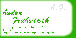 andor fruhwirth business card